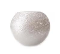 Amelia Art Glass Round Tealight Holder in Pearl White