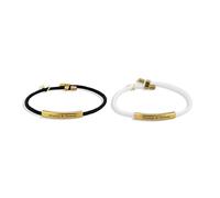 Amelia Black & White Magnetic Couple Bracelets (Set of 2) | Matching Woven Rope Bracelets with Gold Engraved Detail | Valentine’s Day Gift for Boyfriend & Girlfriend