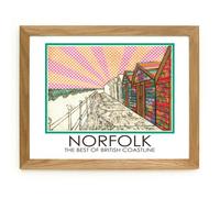 Amelia Bowman Norfolk Beach Huts A3 Travel Poster - One Size, A3
