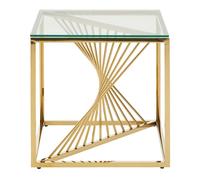 amelia clear glass end table with gold metal base