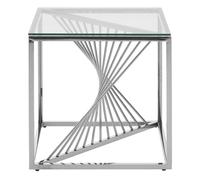 amelia clear glass end table with silver metal base