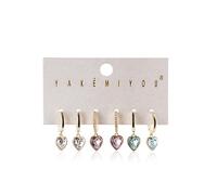 AMELIA Gold 6 Piece Heart Earrings Set for Women | Zircon Inlaid Copper Heart Stud & Hoop Earrings Combo | Valentine’s Day Jewellery Gift for Girlfriend, Wife & Her | Cute Romantic