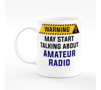 Amelia Gould Apparel Amateur Radio May Start Talking About Warning Present Mug Gift 11oz Ceramic Coffee Tea Cup Work Funny