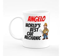 Amelia Gould Apparel Angelo Name Mug Car Mechanic Technician Engineer Repair Shop Present Name Mug Gift 11oz Ceramic Coffee Tea Cup