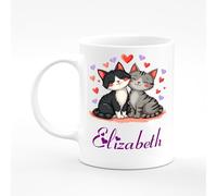 Amelia Gould Apparel Elizabeth Cat Pet Love Letter Alphabet Name Mug Gift 11oz Ceramic Coffee Tea Cup