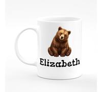 Amelia Gould Apparel Elizabeth Name Mug Bear Cute Present Name Mug Gift 11oz Ceramic Coffee Tea Cup
