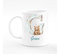 Amelia Gould Apparel Grace Letter Bear Animal Present Name Mug Gift 11oz Ceramic Coffee Tea Cup