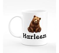Amelia Gould Apparel Harleen Name Mug Bear Cute Present Name Mug Gift 11oz Ceramic Coffee Tea Cup