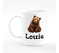 Amelia Gould Apparel Louie Name Mug Bear Cute Present Name Mug Gift 11oz Ceramic Coffee Tea Cup