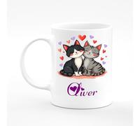 Amelia Gould Apparel Oliver Cat Pet Love Letter Alphabet Name Mug Gift 11oz Ceramic Coffee Tea Cup