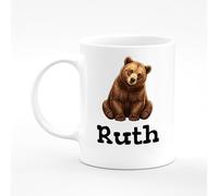 Amelia Gould Apparel Ruth Name Mug Bear Cute Present Name Mug Gift 11oz Ceramic Coffee Tea Cup