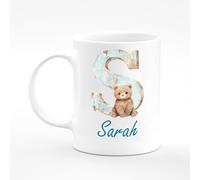 Amelia Gould Apparel Sarah Letter Bear Animal Present Name Mug Gift 11oz Ceramic Coffee Tea Cup