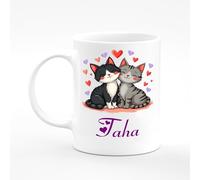 Amelia Gould Apparel Taha Cat Pet Love Letter Alphabet Name Mug Gift 11oz Ceramic Coffee Tea Cup