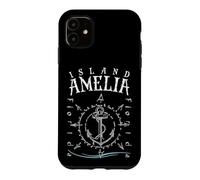 Amelia Island Florida Souvenir, Compass Rose Nautical Anchor Case for iPhone 11