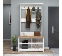 Amelia Modern Hallways Coat Rack with 4 Shelves & Metal Hooks