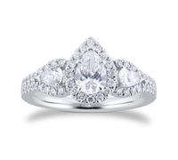 Amelia Platinum 1.08cttw Pear Cut Diamond Three Stone Ring - Ring Size O