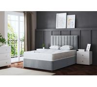 Amelia Upholstered Silver Panel Divan Bed with Headboard DS Living Silver Double
