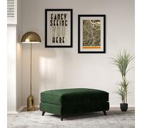 Amelia Velvet Footstool with Dark Wood Legs emerald