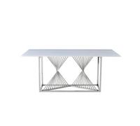 Amelia White Ceramic 180Cm Silver Frame Table Only
