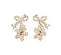 AMELIA Women’s 18K Gold Plated Snowman and Christmas Tree Stud Earrings with Colorful Diamonds | Festive Holiday Wear and Jewellery Everday