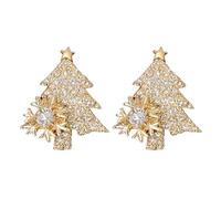 AMELIA Women’s Christmas Tree Copper Plated Zircon Stud Earrings | Festive Holiday & Jewellery Everday