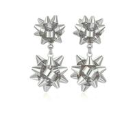 AMELIA Women’s Platinum Plated Floral Drop Earrings with Embellished Metal Plating