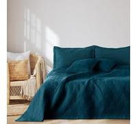 AmeliaHome Bedspread 200 x 220 cm Bedspread Double-Sided Ultrasonic Quilting Polyester Ophelia Indigo
