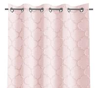 AmeliaHome Curtain 140 x 270 cm 1 Piece Semi-Transparent Eyelet Curtain Pink Delva