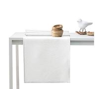 AmeliaHome Gaia Table Runner Set 35 x 180 cm and 115 x 180 cm Lotus Effect Water-Repellent Leaves White