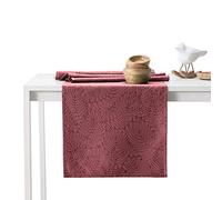 AmeliaHome Gaia Table Runner Set 35 x 300 cm and 115 x 300 cm Lotus Effect Water-Repellent Leaves Dusky Pink