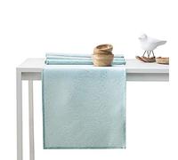 AmeliaHome Gaia Table Runner Set 35 x 300 cm and 115 x 300 cm Lotus Effect Water-Repellent Leaves Mint