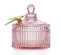 AmeliaHome Glass Storage Box with Lid Cosmetic Box Dragonfly Powder Pink 10.5 x 11.9 cm