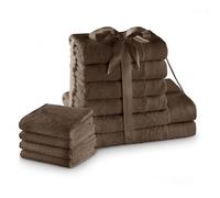 AmeliaHome Hand Towel Set Brown 4 Guest Towels 30 x 50 cm, 4 Hand Towels 50 x 100 cm and 2 Bath Towels 70 x 140 cm 100% Cotton Quality Absorbent Chocolate Amari
