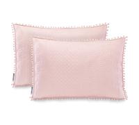 AmeliaHome Meadore 2 Pillowcases with Pompoms Double-Sided Ultrasonic Quilting 50 x 70 cm Powder Pink