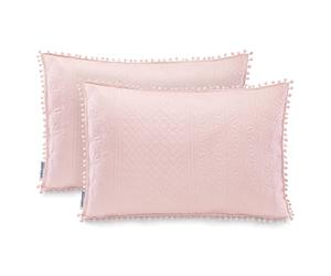 AmeliaHome Meadore 2 Pillowcases with Pompoms Double-Sided Ultrasonic Quilting 50 x 70 cm Powder Pink