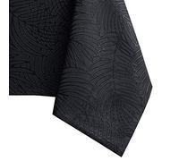 AmeliaHome Oval Tablecloth, 120 x 160 cm, Stain Protection, Lotus Effect, Washable, Waterproof, Gaia Ornament, Black