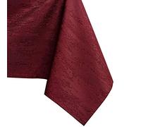 AmeliaHome Round Tablecloth, 100 x 100 cm, Stain Protection, Lotus Effect, Washable, Water Repellent, Burgundy Ornament, Vesta