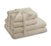 AmeliaHome Set 4pcs 2 Towels 50x100 cm and 2 Bath Towels 70x140 cm 100% Cotton Absorbent Beige Cappuccino Amari