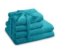 AmeliaHome Set 4pcs 2 Towels 50x100 cm and 2 Bath Towels 70x140 cm 100% Cotton Absorbent Turquoise Amari