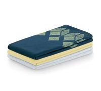 AmeliaHome Set of 3 tea towels, cotton, kitchen towels, 50 x 70 cm, geometric pattern, Letty, light blue, dark blue, yellow