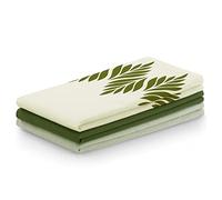 AmeliaHome Set of 3 Tea Towels Cotton Kitchen Towels 50 x 70 cm Letty Leaves Pattern Bottle Green
