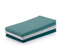 AmeliaHome Set of 3 Tea Towels Cotton Kitchen Towels 50 x 70 cm Smooth Letty White Turquoise