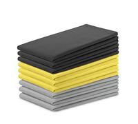 AmeliaHome Set of 9 tea towels, cotton, kitchen towels, 50 x 70 cm, smooth, Letty, anthracite, grey, yellow