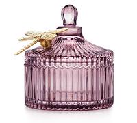 AmeliaHome Storage Box with Lid Organiser Made of Glass Cosmetic Box Dragonfly 10.5 x 11.9 cm Dusky Pink