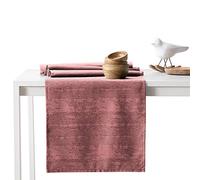 AmeliaHome Table Runner Set 35 x 180 cm and 115 x 180 cm Lotus Effect Water-Repellent Snakeskin Pattern Dusky Pink Vesta