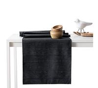 AmeliaHome Table Runner Set 35 x 180 cm and 115 x 180 cm Lotus Effect Water-Repellent Snakeskin Pattern Black Vesta