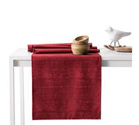 AmeliaHome Table Runner Set 35 x 180 cm and 115 x 180 cm Lotus Effect Water-Repellent Snakeskin Pattern Bordeaux Vesta