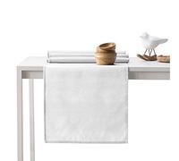 AmeliaHome Table Runner Set 35 x 180 cm and 115 x 180 cm Lotus Effect Water-Repellent Snakeskin Pattern White Vesta