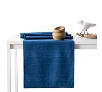 AmeliaHome Table Runner Set 35 x 200 cm and 115 x 200 cm Lotus Effect Water-Repellent Snakeskin Pattern Dark Blue Vesta