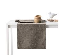 AmeliaHome Table Runner Set 35 x 250 cm and 115 x 250 cm Lotus Effect Water-Repellent Leaves Cappuccino Gaia